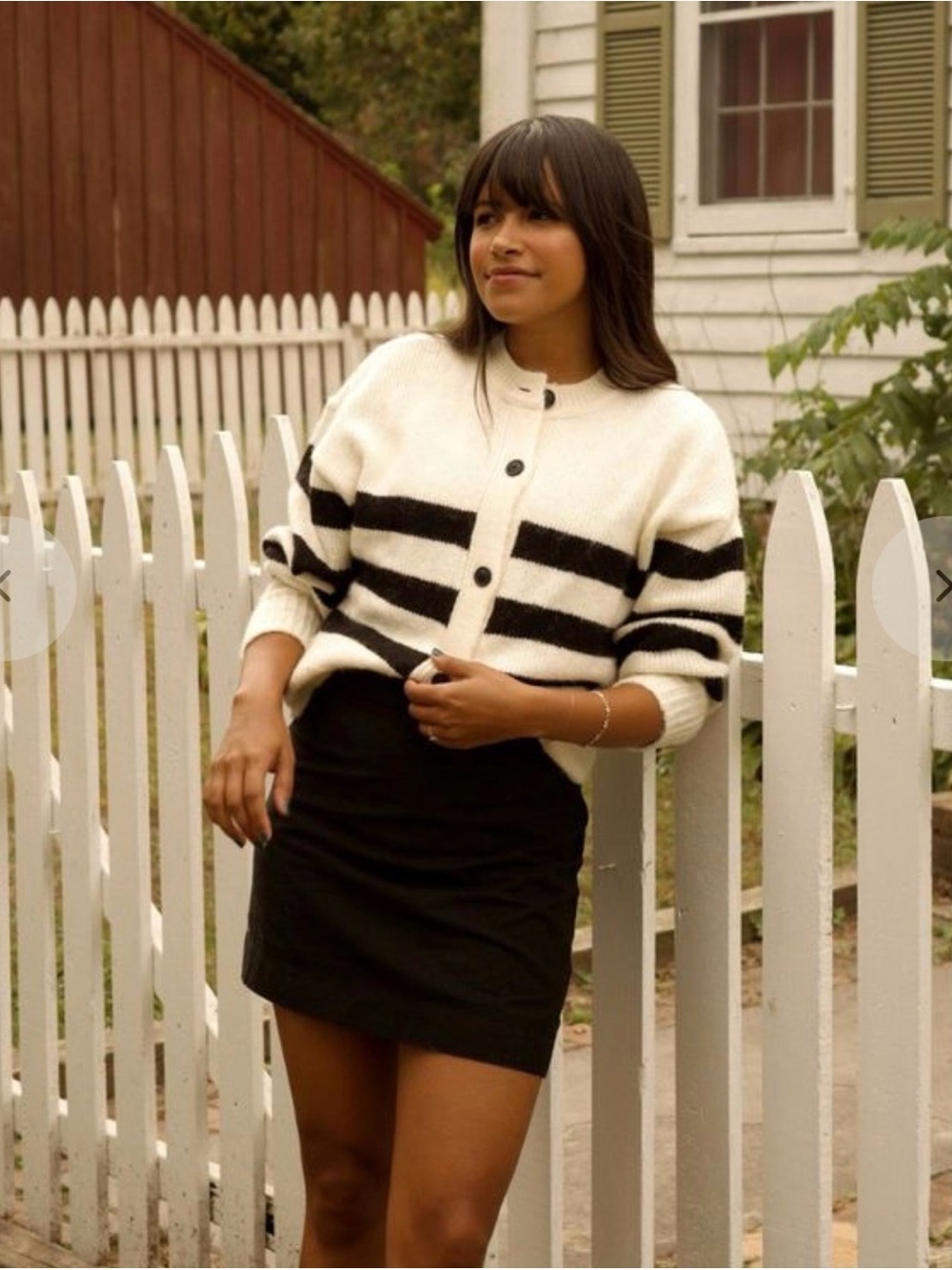 Darling Society Clement Cardigan Black White Stripe Preppy Polished Cozy Capsule
